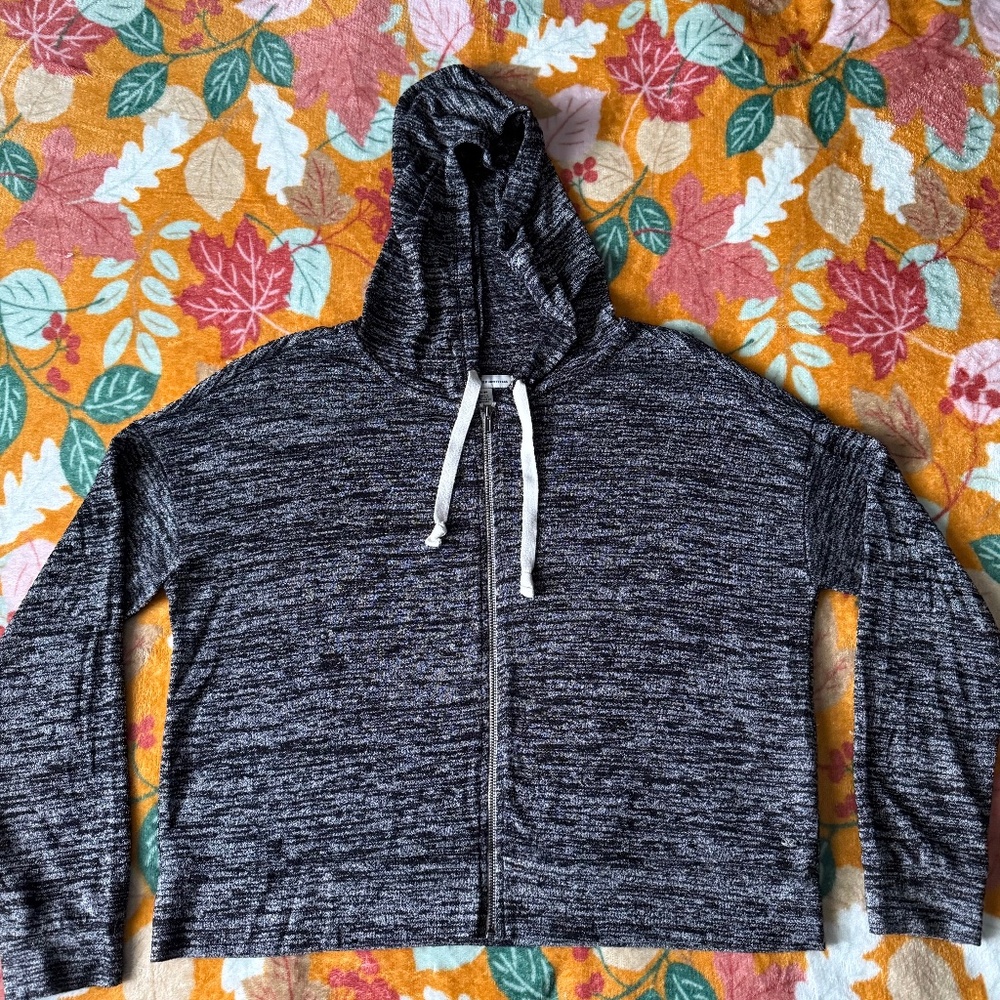 American Eagle Women's Cropped Long Sleeve Full Zip Hooded Jacket